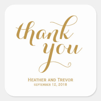Elegant Gold Thank You Favour Square Sticker