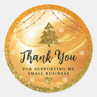Elegant Gold Thank You | Glitter and Pearl Classic Round Sticker