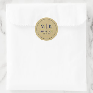 Elegant Gold Thank You Note Classic Round Sticker