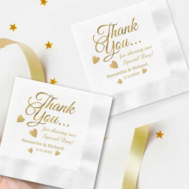 Elegant Gold Thank You Personalised Wedding   Napkin (Elegant Gold Thank You Personalized Wedding Napkins
)