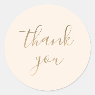 Elegant Gold Thank You Wedding Round Sticker