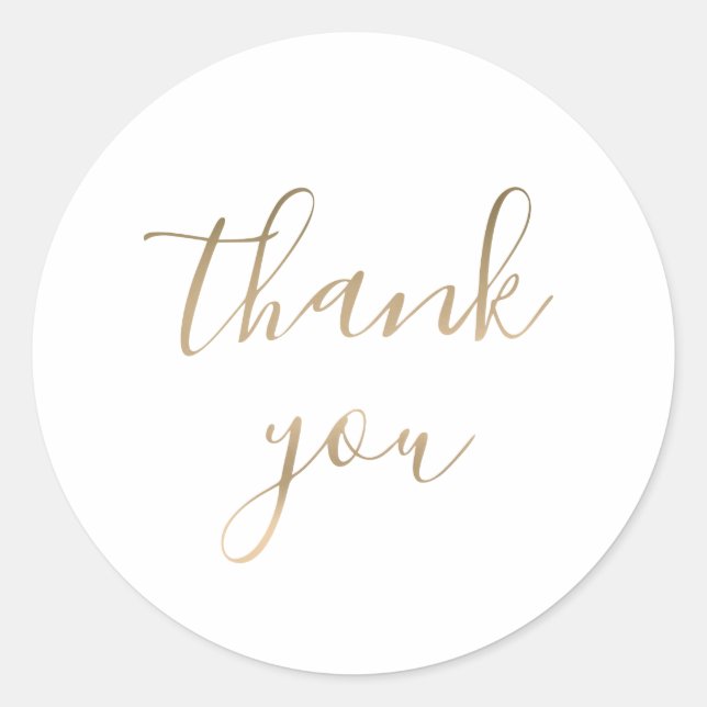 Elegant Gold Thank You Wedding Round Sticker (Front)