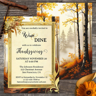 Elegant Gold  Thanksgiving Dinner Party  Invitation
