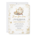 Elegant Gold Time For Tea Christmas Bridal Shower