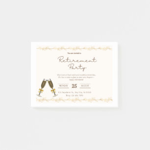 Elegant Gold Toast Retirement Party Invitation Post-it Notes