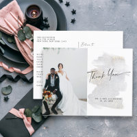 Elegant Gold-Touched Silver-Grey Wedding Thank You