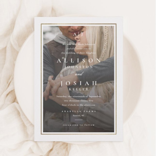 Elegant Gold Transparent Photo Wedding Invitation (Creator Uploaded)