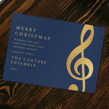 Elegant Gold Treble Clef Merry Christmas Non Photo