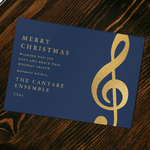 Elegant Gold Treble Clef Merry Christmas Non Photo Holiday Card