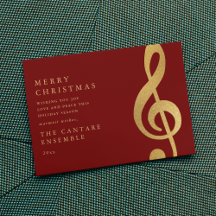 Elegant Gold Treble Clef Music Christmas