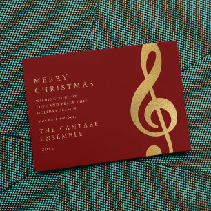 Elegant Gold Treble Clef Music Christmas Holiday Card