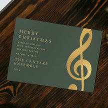 Elegant Gold Treble Clef Music Christmas