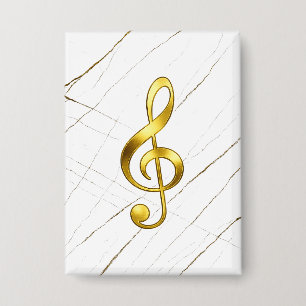 Elegant Gold Treble Clef on Black Marble