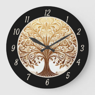 Elegant Gold Tree of Life Spiritual Zen Yoga Large Clock