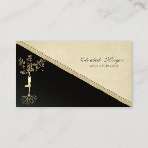 Elegant Gold Tree Silhouette, Yoga Business Card
