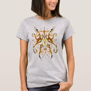 Elegant Gold Tribal Mask Abstract Design T-Shirt