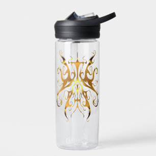 Elegant Gold Tribal Mask Abstract Design Water Bottle