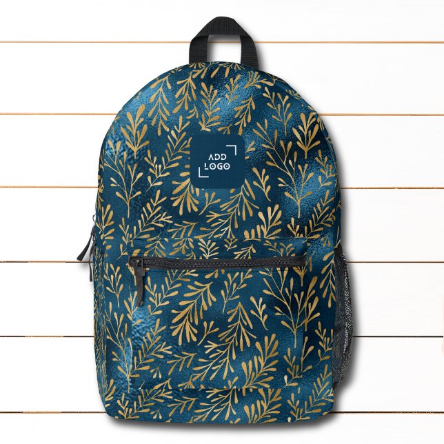 Elegant Gold Tropical Floral Logo Corporate Printed Backpack (Creator Uploaded)