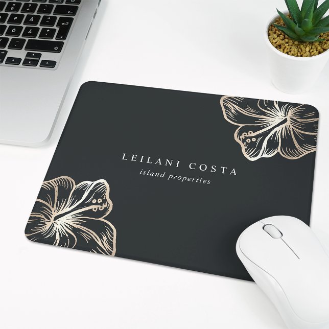 Elegant Gold Tropical Hibiscus Flower Mouse Pad (Creator Uploaded)