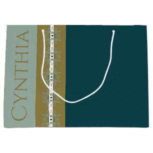 Elegant Gold Turquoise Large Gift Bag