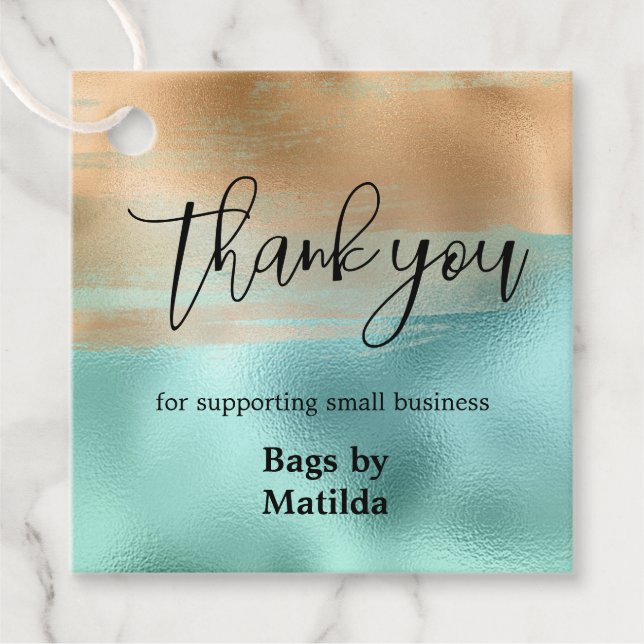 Elegant Gold Turquoise Promotion Hang Tags (Front)