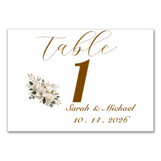 Elegant Gold Typography Minimalist Wedding Table N Number