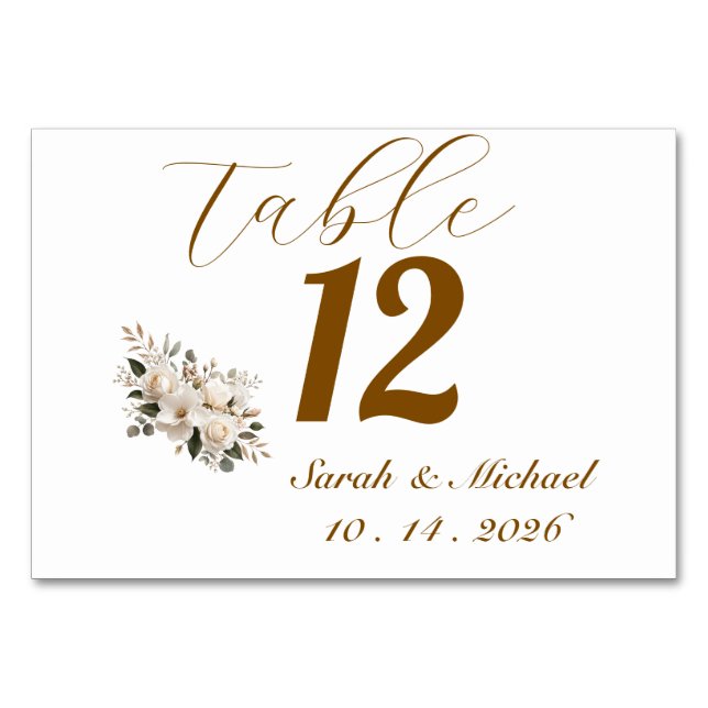 Elegant Gold Typography Minimalist Wedding Table N Number (Front)