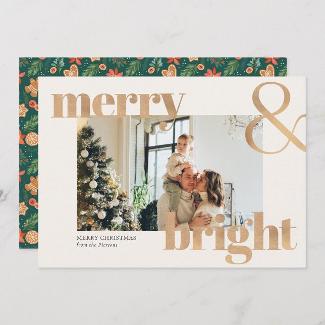 Elegant Gold Typography Photo Merry Christmas  Card (Creator Uploaded)