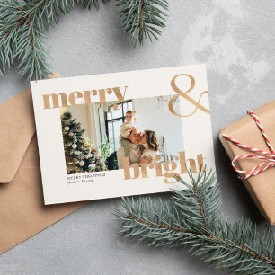 Elegant Gold Typography Photo Merry Christmas Card
