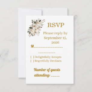 Elegant Gold Typography Wedding RSVP Response Card