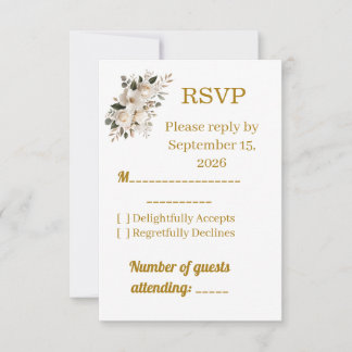 Elegant Gold Typography Wedding RSVP Response Card