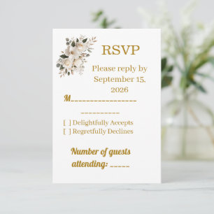 Elegant Gold Typography Wedding RSVP Response Card