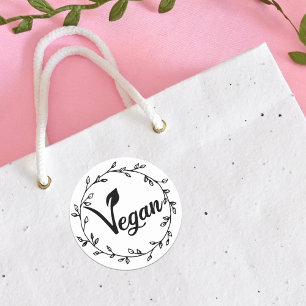 Elegant Gold Vegan Leaf  Classic Round Sticker