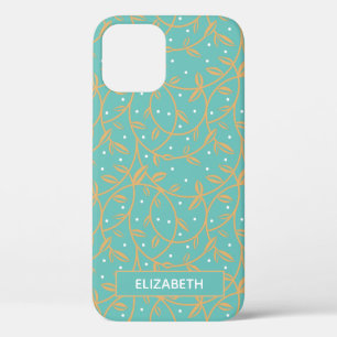 Elegant Gold Vines Aqua iPhone 12 Case