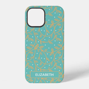 Elegant Gold Vines Aqua iPhone 12 Case