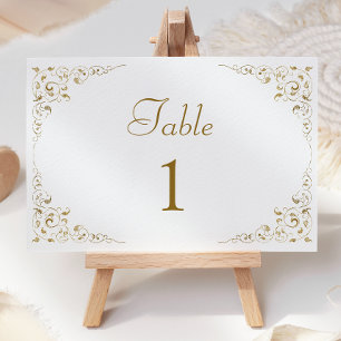Elegant Gold Vintage Botanical Frame Table Number