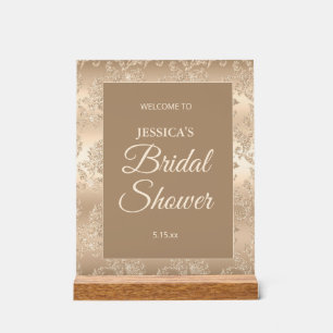 Elegant Gold Vintage Bridal Shower Welcome Acrylic Sign