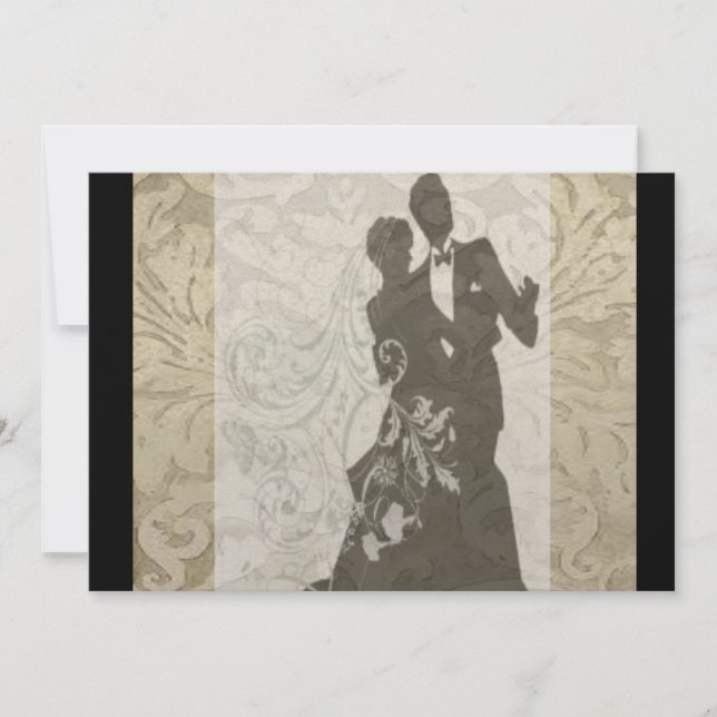 Elegant Gold Vintage Damask wedding Invitation (Front)