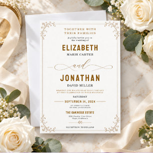 Elegant Gold Vintage Filigree Ornate Wedding Invitation