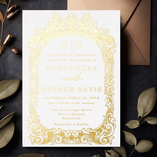 Elegant Gold Vintage Frame Monogram Wedding (Creator Uploaded)