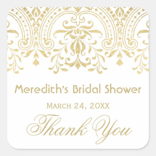 Elegant Gold Vintage Glamour Bridal Shower Square Sticker