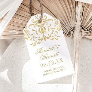 Elegant Gold Vintage Glamour Monogram Wedding Gift Tags