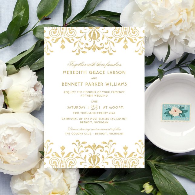 Elegant Gold Vintage Glamour Wedding Invitation (Creator Uploaded)