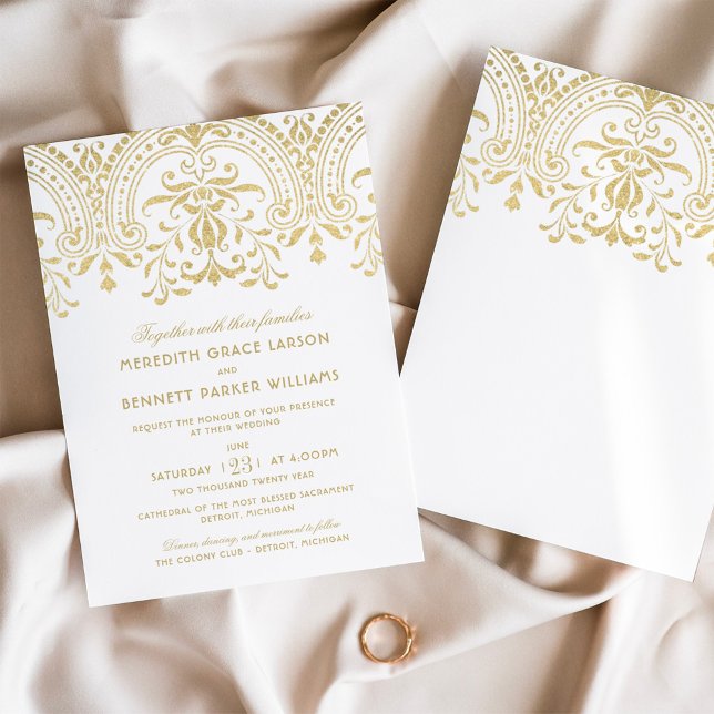 Elegant Gold Vintage Glamour Wedding Invitation (Creator Uploaded)
