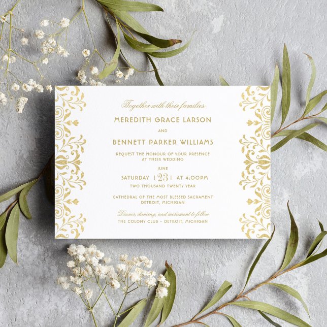 Elegant Gold Vintage Glamour Wedding Invitation (Creator Uploaded)