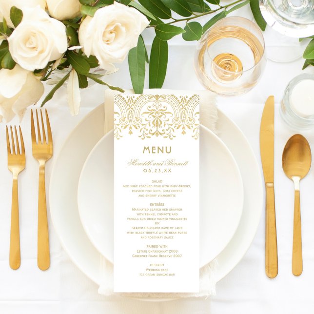 Elegant Gold Vintage Glamour Wedding Monogram Menu (Creator Uploaded)