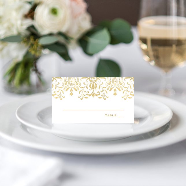 Elegant Gold Vintage Glamour Wedding Place Card (Creator Uploaded)