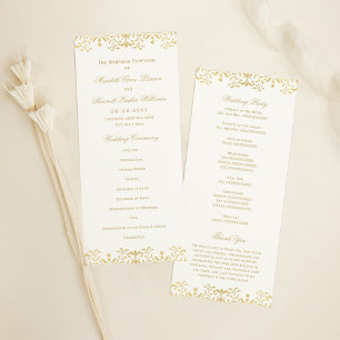 Elegant Gold Vintage Glamour Wedding Programme