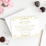 Elegant Gold Vintage Glamour Wedding Save The Date<br><div class="desc">Elegant vintage inspired wedding save the date announcements a champagne gold coloured ornate decorative border design that has a metallic shimmer textured appearance. The Luxe Pearl Shimmer cardstock option enhances the metallic look of the gold colours.</div>