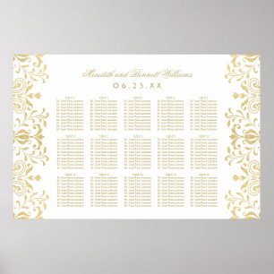 Elegant Gold Vintage Glamour Wedding Seating Poster